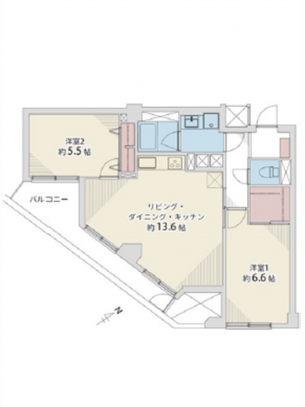 広島市東区牛田新町、マンションの間取り画像です