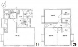 広島市東区中山上、中古一戸建ての間取り画像です