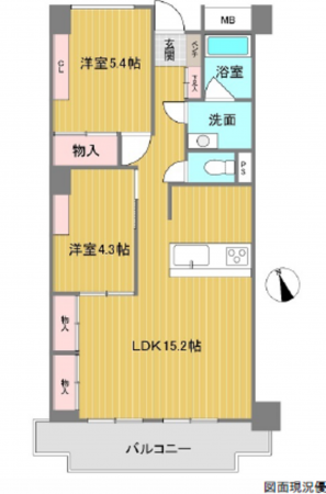 広島市東区牛田東、マンションの間取り画像です