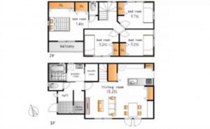 呉市宮原、新築一戸建ての間取り画像です