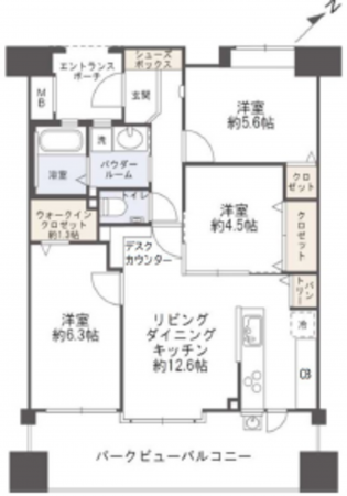 広島市西区三篠北町、マンションの間取り画像です