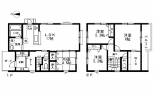 呉市宮原、新築一戸建ての間取り画像です