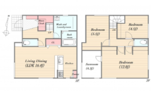 広島市西区山田新町、新築一戸建ての間取り画像です