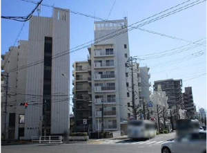 広島市東区牛田本町、マンションの外観画像です