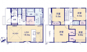 広島市西区新庄町、新築一戸建ての間取り画像です