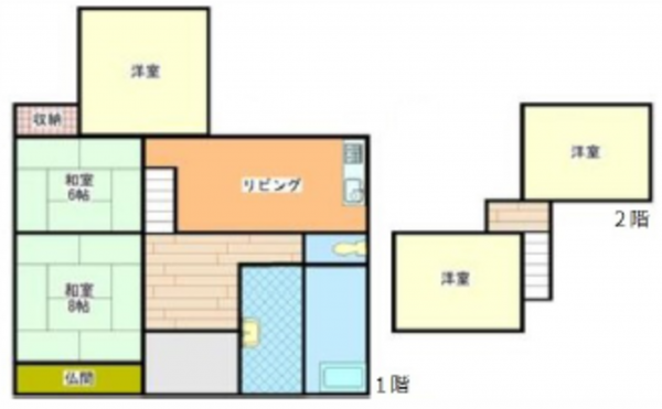 呉市仁方皆実町、中古一戸建ての間取り画像です