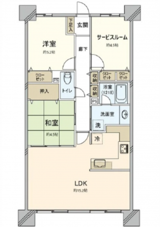 広島市西区庚午北、マンションの間取り画像です