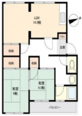 呉市焼山中央、収益物件/マンションの間取り画像です
