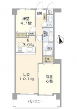 広島市南区宇品海岸、マンションの間取り画像です