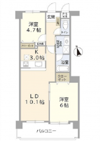 広島市南区宇品海岸、マンションの間取り画像です