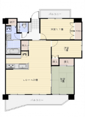 広島市東区牛田東、マンションの間取り画像です