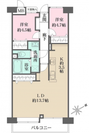 広島市中区猫屋町、マンションの間取り画像です