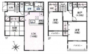 広島市西区南観音、新築一戸建ての間取り画像です