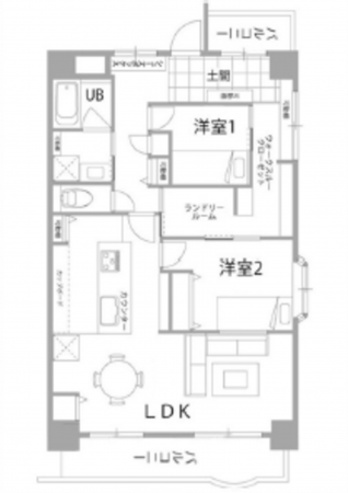 広島市中区本川町、マンションの間取り画像です