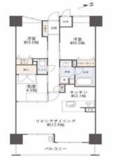 広島市西区観音町、マンションの間取り画像です
