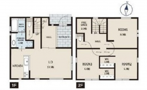 呉市焼山東、中古一戸建ての間取り画像です