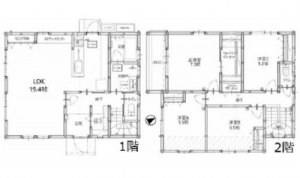 呉市焼山桜ヶ丘、中古一戸建ての間取り画像です