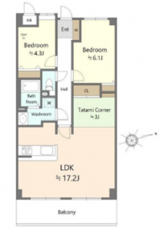 広島市西区田方、マンションの間取り画像です
