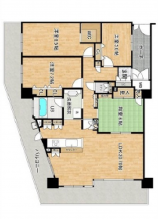 広島市西区三滝本町、マンションの間取り画像です