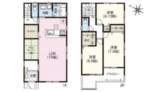 呉市広両谷、新築一戸建ての間取り画像です