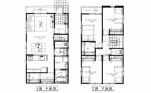 呉市広中新開、新築一戸建ての間取り画像です