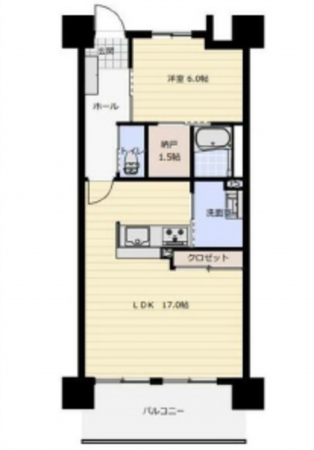 広島市西区南観音町、マンションの間取り画像です