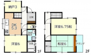 広島市東区牛田早稲田、中古一戸建ての間取り画像です