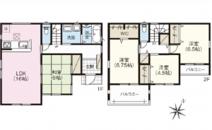 呉市広古新開、新築一戸建ての間取り画像です