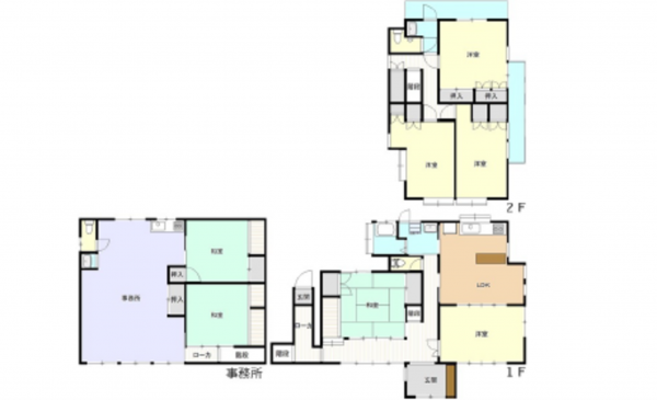 呉市天応西条、収益物件/店舗付住宅の間取り画像です