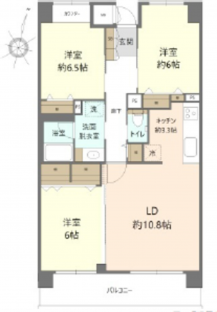 広島市西区庚午中、マンションの間取り画像です