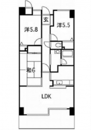 広島市中区西平塚町、マンションの間取り画像です