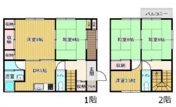 広島市西区己斐上、中古一戸建ての間取り画像です