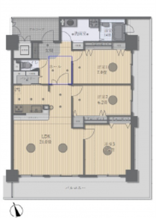 呉市広白石、マンションの間取り画像です