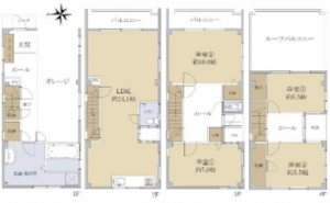 広島市南区宇品海岸、中古一戸建ての間取り画像です