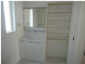 呉市広文化町、新築一戸建ての洗面画像です