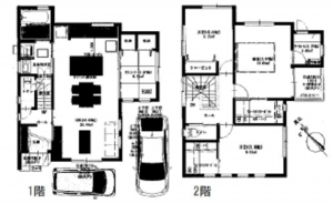 呉市八幡町、新築一戸建ての間取り画像です