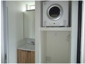 呉市八幡町、新築一戸建ての洗面画像です