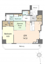 広島市中区本川町、マンションの間取り画像です