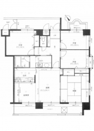 広島市西区西観音町、マンションの間取り画像です