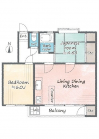 広島市西区井口鈴が台、マンションの間取り画像です