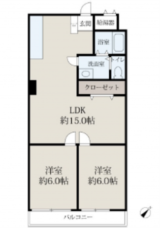 広島市西区庚午中、マンションの間取り画像です
