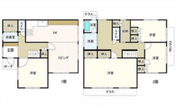 広島市西区己斐上、中古一戸建ての間取り画像です