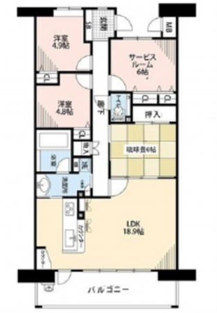 広島市東区光町、マンションの間取り画像です