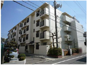 広島市南区西旭町、マンションの外観画像です