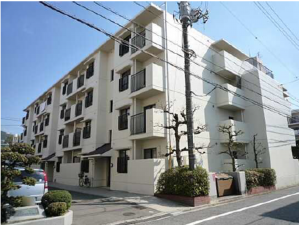 広島市南区西旭町、マンションの外観画像です