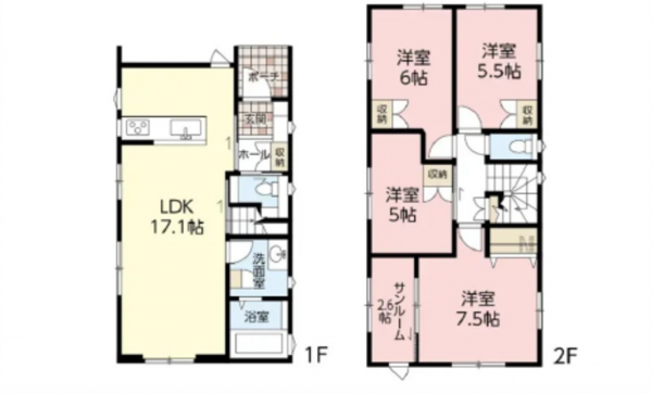 広島市西区井口台、新築一戸建ての間取り画像です