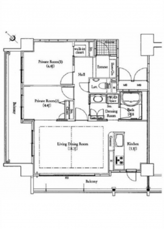 広島市中区東千田町、マンションの間取り画像です