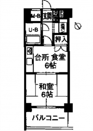 広島市西区己斐本町、マンションの間取り画像です
