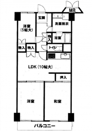 広島市東区二葉の里、マンションの間取り画像です
