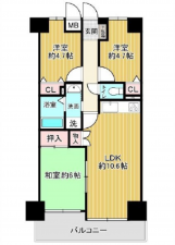 広島市西区古江上、マンションの間取り画像です